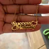 Stainless Steel Personalized Custom Name Pendant Necklace 2 Name Heart Necklace For Women Letter Gold Choker Necklace Gift