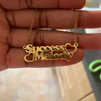 Stainless Steel Personalized Custom Name Pendant Necklace 2 Name Heart Necklace For Women Letter Gold Choker Necklace Gift