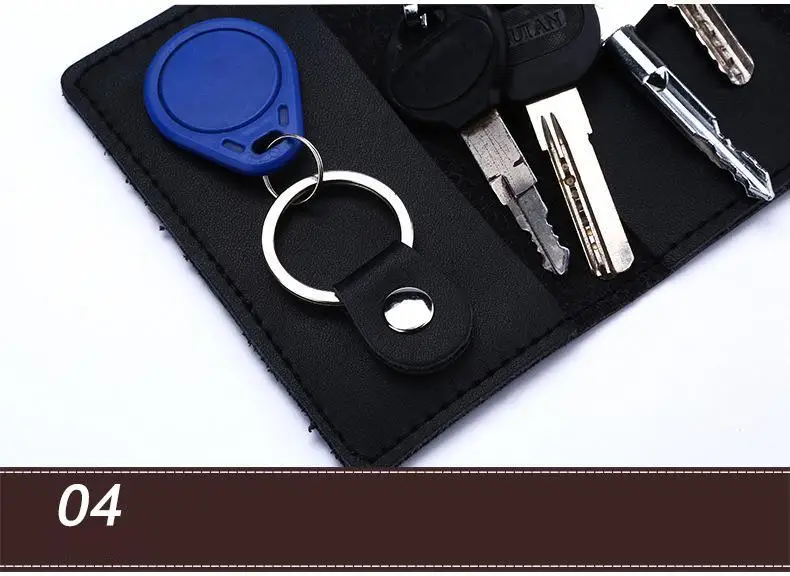 Genuine Leather Keychain Men Women Key Holder Organizer Pouch Cow Split Car Key Wallet Housekeeper Key Case Mini Card Bag A-001