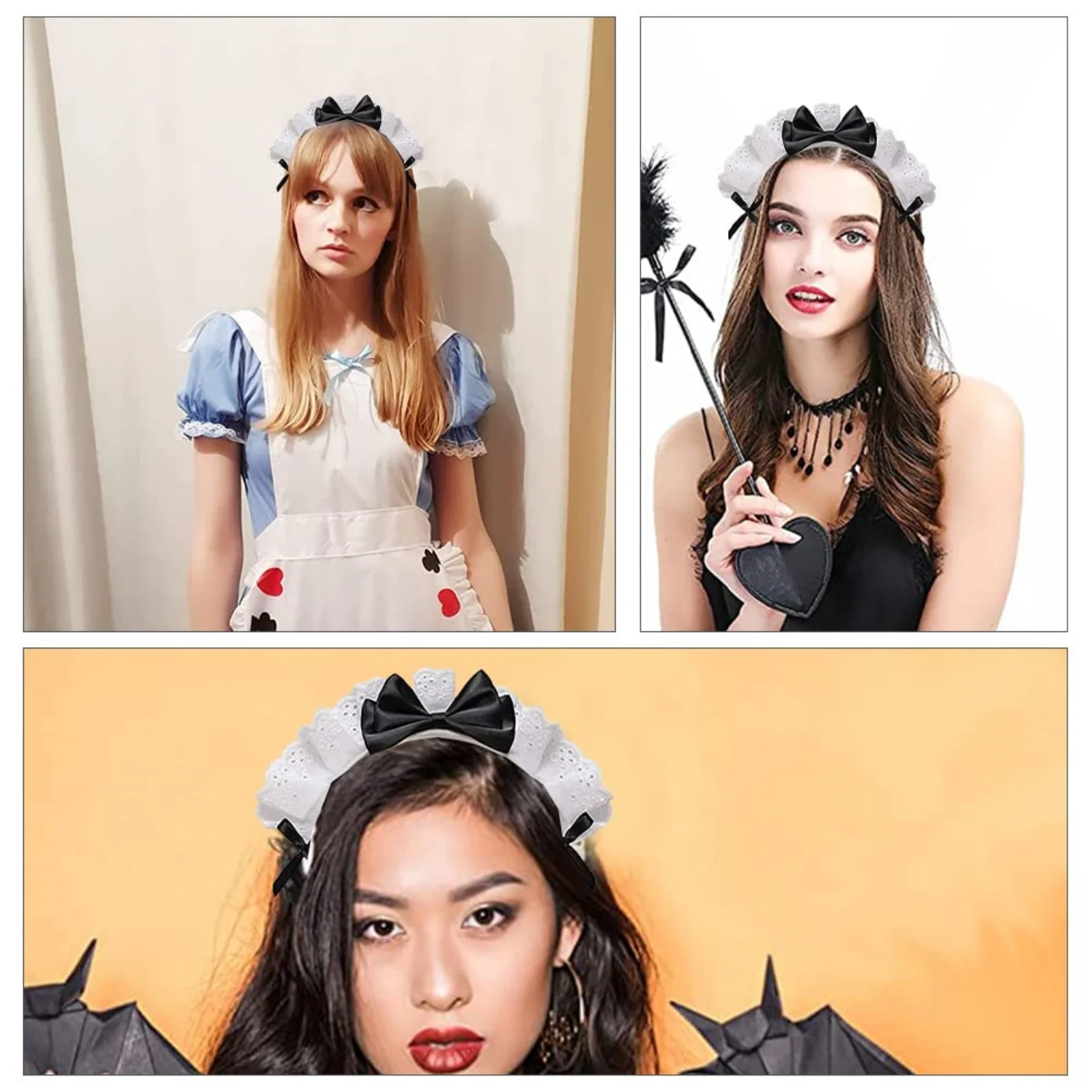 1PC　Maid Lace Bow Headband, Cute Cosplay Hair Accessory for Halloween, Costume Party & Dress - Up