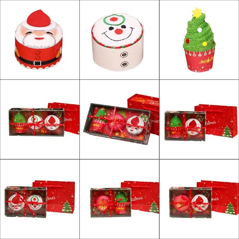 

1Box Unique Christmas Tree Snowman Santa Towel for Festival Gifts Party Ho