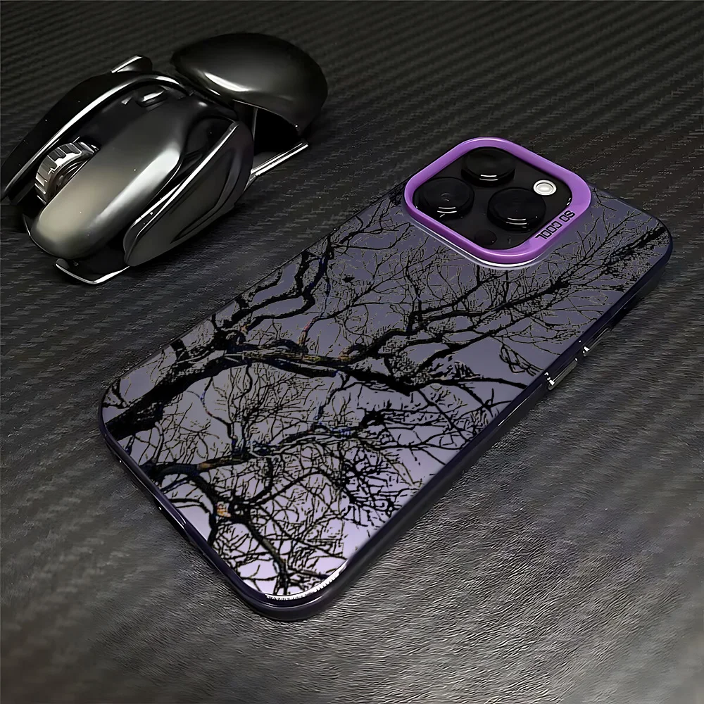 Sleek Sketch Black Tree Branches Anti-Fall Matte Phone Case