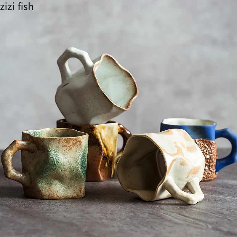 Irregular-Shape-Ceramic-Tea-Coffee-Cups-Retro-Drinkware-Milk-Coffee-Mug ...