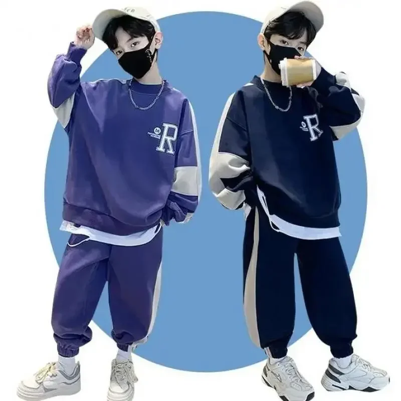 

Autumn Children's Boy Clothes Set Letter Embroidery Long Sleeve Sweater Pullover Top Pant Outfit Kid Girl Tracksuits Loungewear