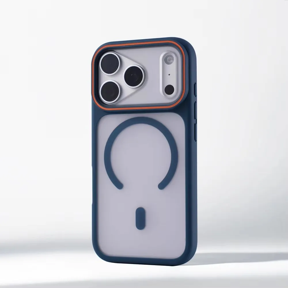 Luxury Matte Translucent Magnetic Shockproof Phone Case with Wireless Charging Capability