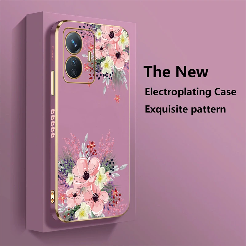 Elegant Floral Plating Silicone Shockproof Phone Case Cover
