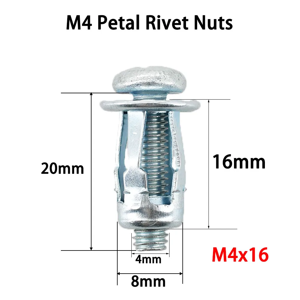 M4 M5 M6 M8 Petal Shape Metal Nut Expansion Screw Molly Jack Nuts Jacknut License Plate Fix Panel Clamp Lock Rivet Nut Rivetnut