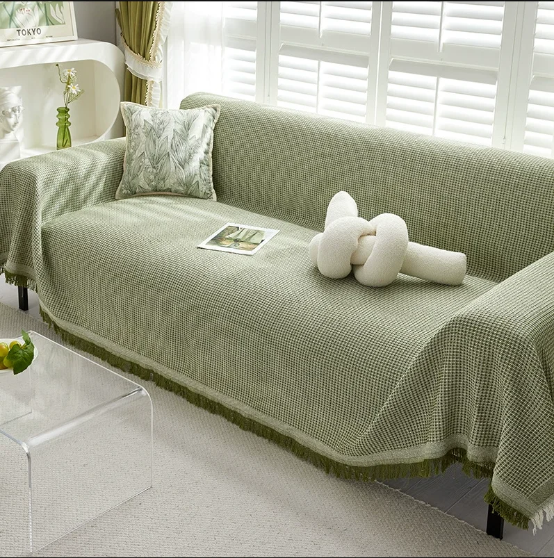 Woven Cotton Sofa Cover Blanket Solid Color Non-slip Sofa Towel for Living Room Furniture Decor Tapestry Couch Cover With Tassel 6