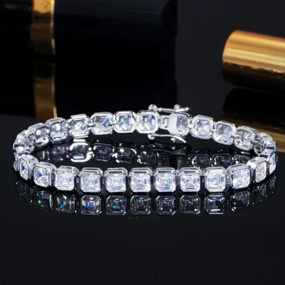 

ThreeGraces New Brilliant Square Cubic Zirconia Women Luxurious Bridal Wedding Tennis Bracelet Jewelry Accessories BR373