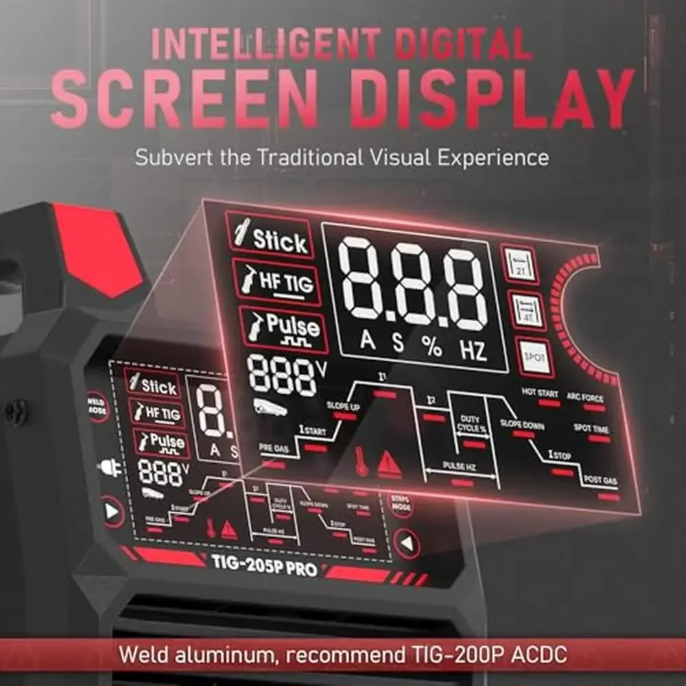 Advanced 200A LED Display TIG Welder Stick/DC/Pulse 3-in-1 Dual Voltage Machine 2