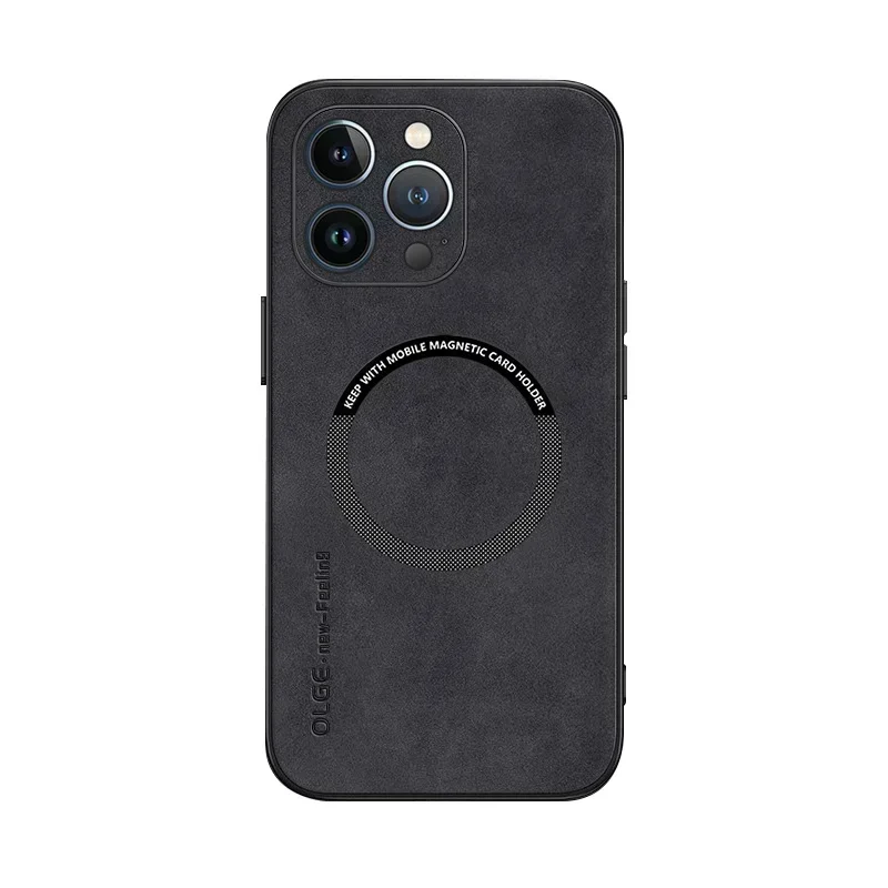 Leather Magnetic Phone Case with Magsafe Compatibility and Shockproof Protection