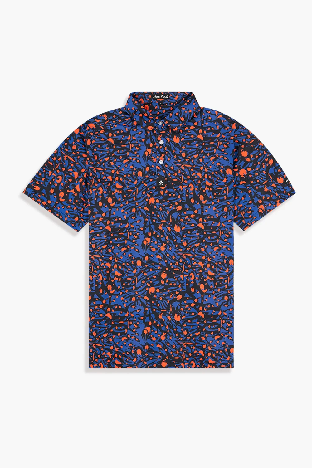 New hot selling men's golf apparel with Neptune blue visual effect printed casual sports golf polo shirt