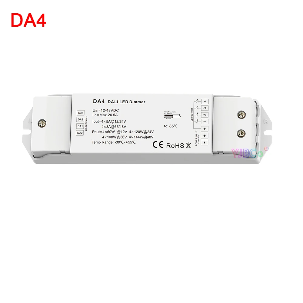 1CH or 4 Channel DALI LED Dimmer monochrome 12V 24V DT6 Constant Voltage Dimmming Driver Single color LED Strip Light Controller