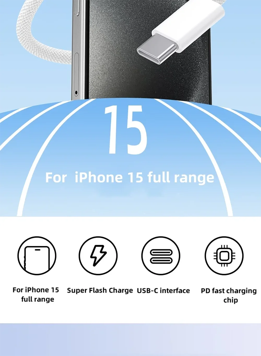 E3 original 60w tipo-c cabo carregador rápido para apple iphone 16 pro max 15 usb c carregamento rápido para xiaomi samsung tecelagem cabo