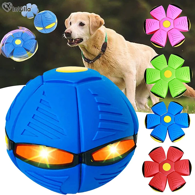 Dogs Toy Flying Saucer Ball UFO Flat Throw Disc Ball Without LED Light