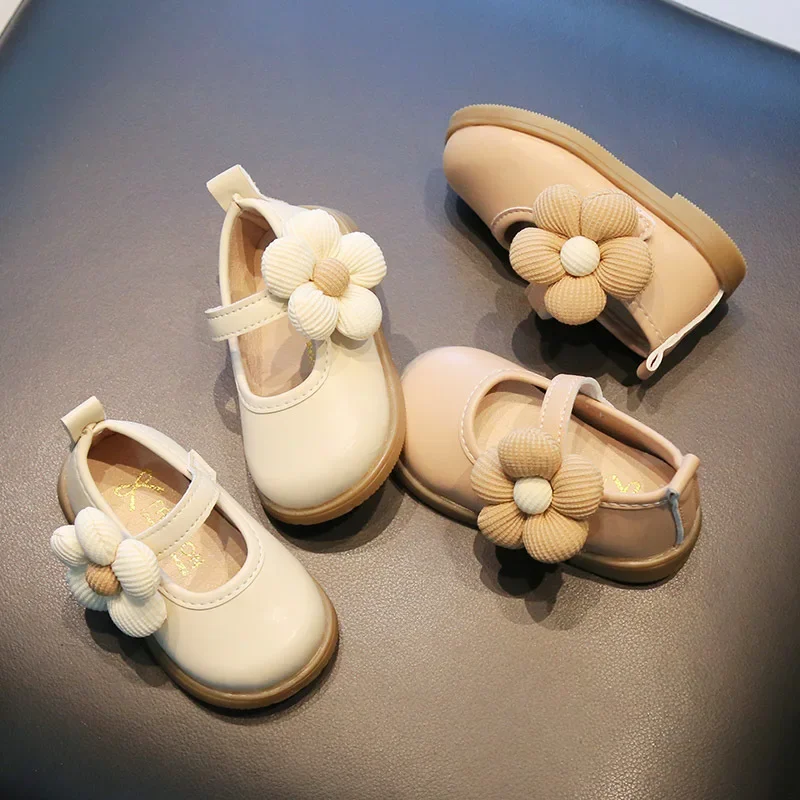 Beautiful Appliques Baby Girl Leather Shoes Spring Autumn Shallow Toddler Party Shoes Child Princess Wedding G07132