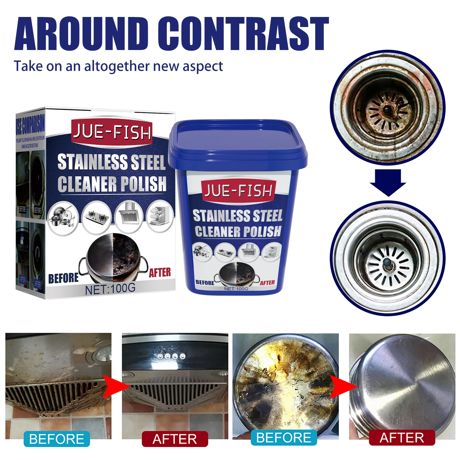 Stainless Steel Cleaning Paste Kitchen Stain Removal Pots & Pans Rusty Stovetop Black Scale Cleaning Paste