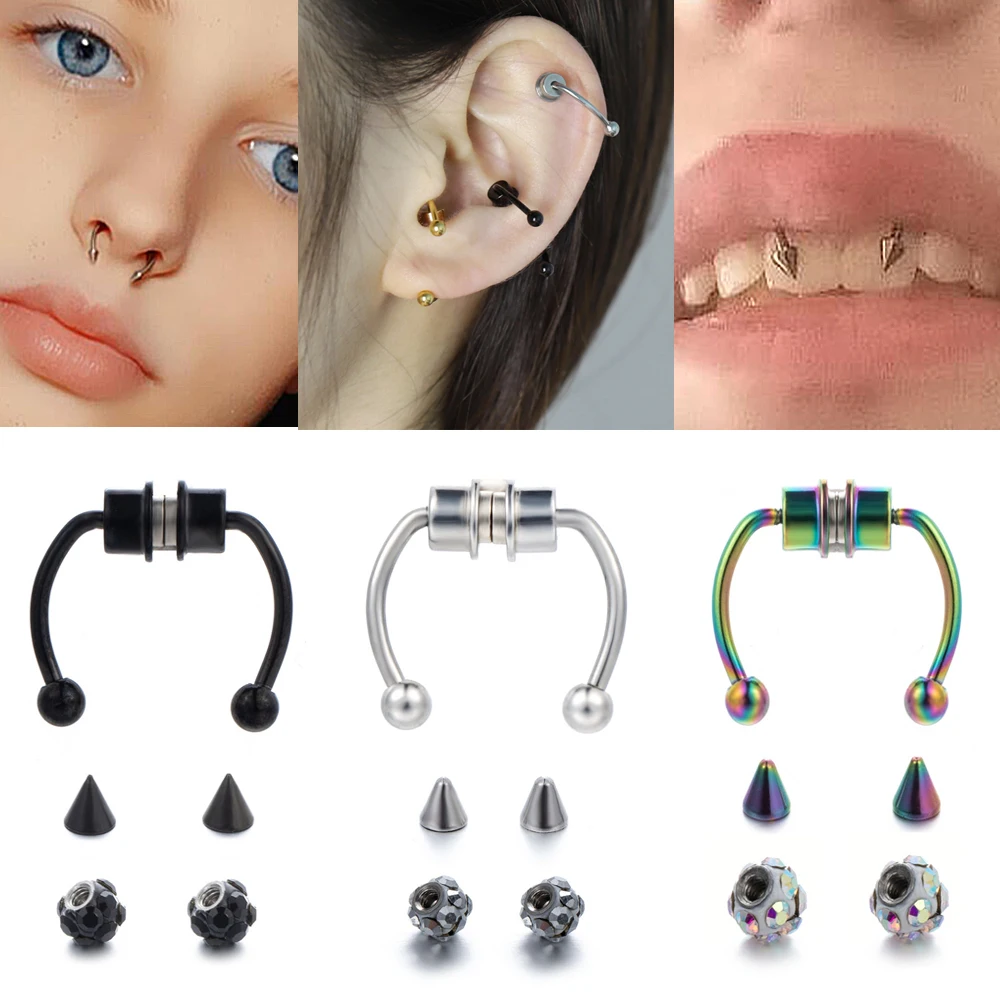 

1pcs U Shaped Stainless Steel Fake Nose Ring Hip Hoop Septum Rock Magnet Nose Piercing Punk Piercing Body Jewelry Free shipping