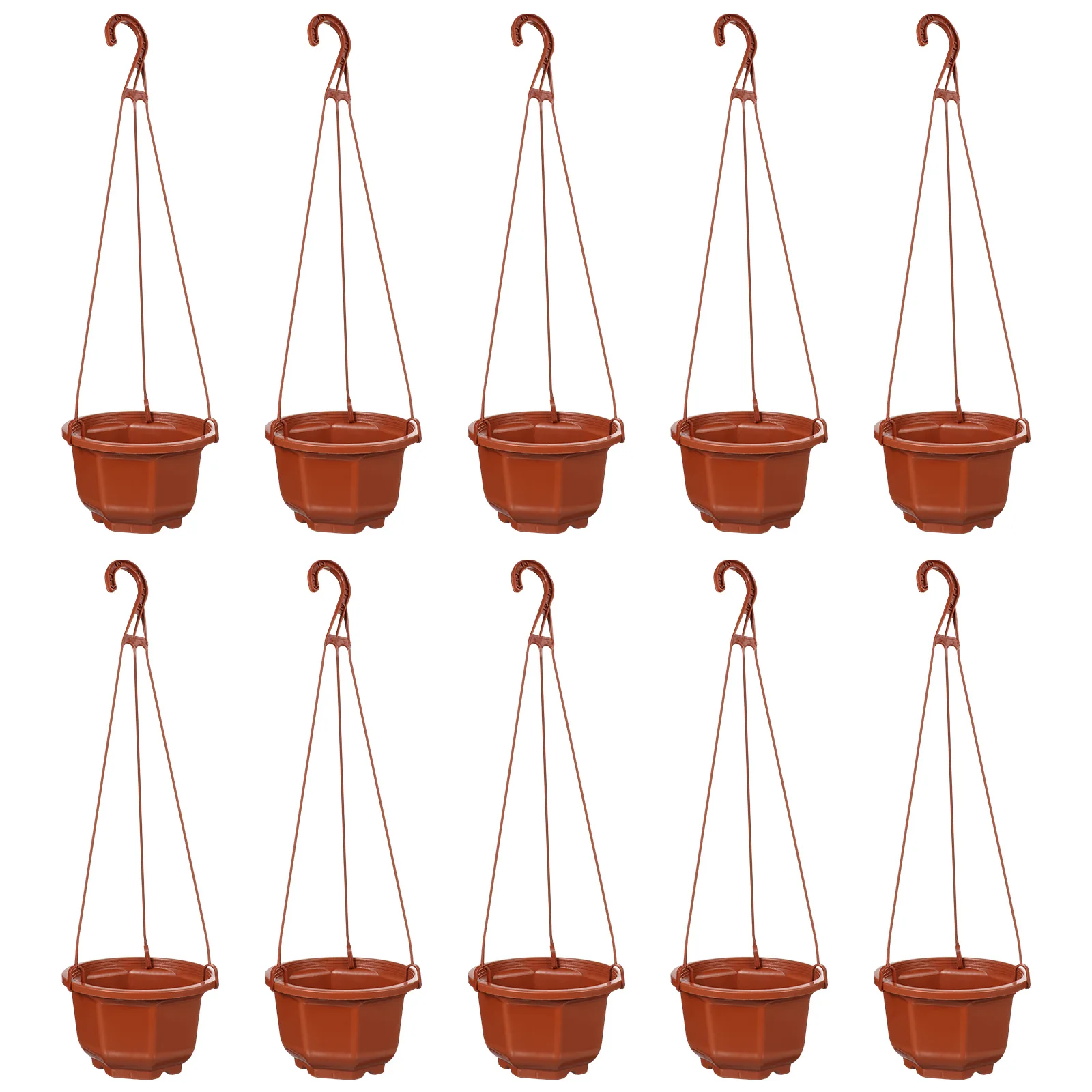 Set of 10/20 Stylish Hanging Planters - Brown & White 3.7-Inch Plastic Pots with Hooks for Indoor and Garden Decor