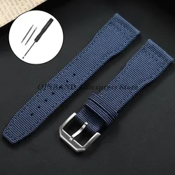 Nylon Canvas Waterproof Sport Watch Strap - Universal Wrist Belt Bracelet - Black Buckle (Blue)