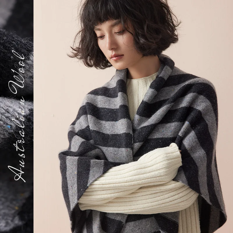 Merino wool scarf triangular shawl