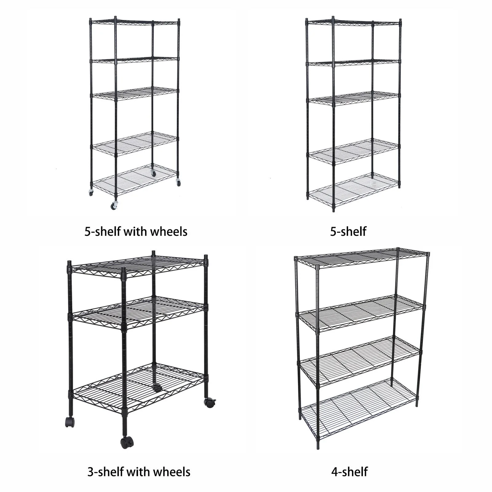 US 3/4/5-Tiers Metal Storage Rack Wire Shelving Unit Heavy Duty Storage Shelves