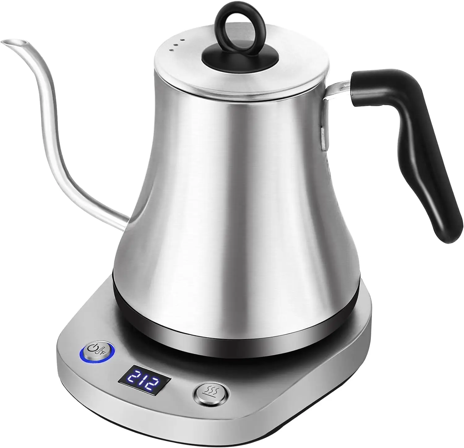 

Kettle with Temperature - Pour Over Kettle for Coffee and Tea with 6 Temp Presets - 100% Stainless Steel Inner - 1000W Rapid He