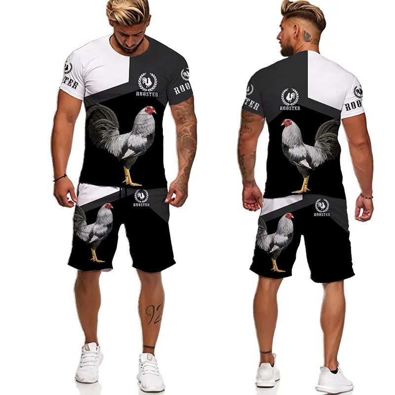 

Cool Rooster Hunting Camo 3D Print Short Sleeve T-shirt Male Shorts 2pc Set Men's Tracksuits Summer Fashion Men's Clothing Suit