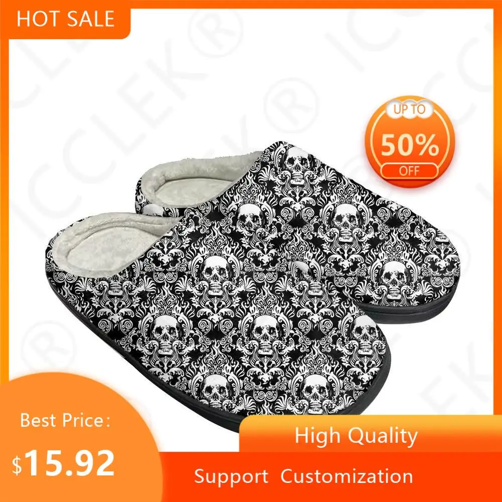 

Hot SKull PAisley Fashion Cotton Custom Slippers Mens Womens Sandals Plush Casual Keep Warm Shoes Thermal Comfortable Slipper