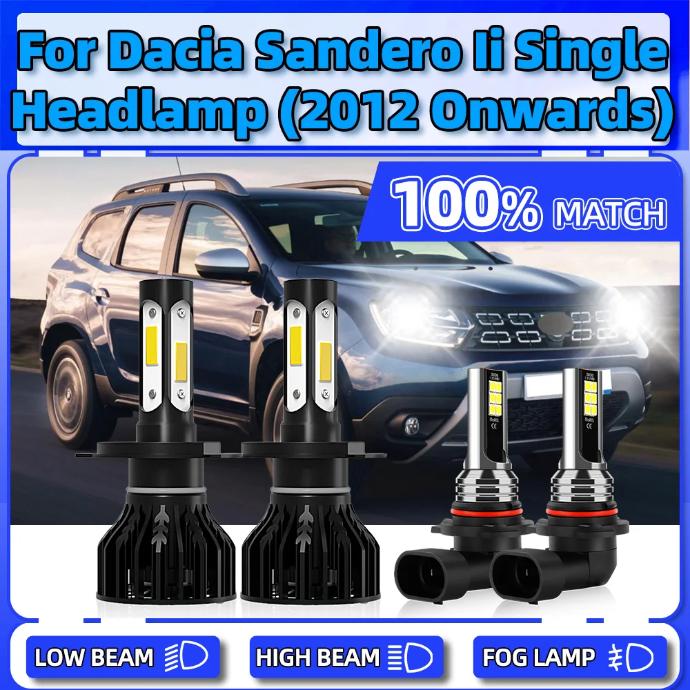 

H4 LED Headlight 12V Auto Front Lamps 240W 40000LM Car Fog Lights 6000K White For Dacia Sandero II SINGLE HEADLAMP 2012 Onwards