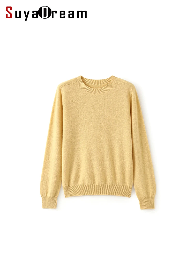 

SuyaDream, 100%Sheep Wool Pullovers for Woman, Seamless, Solid Sweaters, 2023 Fall Winter Soft Basic Top, Pink, White