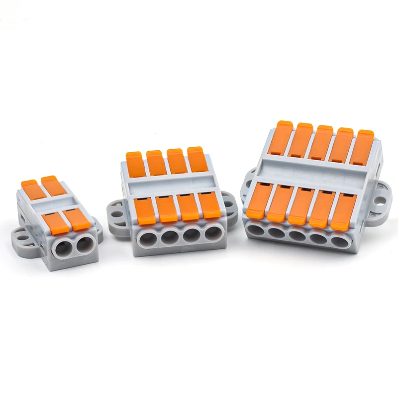 Connettori Di Cablaggio Rapido Con Foro Di Fissaggio Cavo Elettrico Di Testa Compatto Universale Morsettiera A Leva Del Connettore Dei Conduttori Push