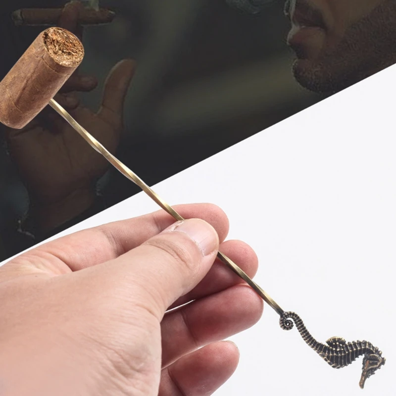 Cigar Pass Needle Retro Brass Portable Dredge Drilled Smoking Tool Gadget Tool 2
