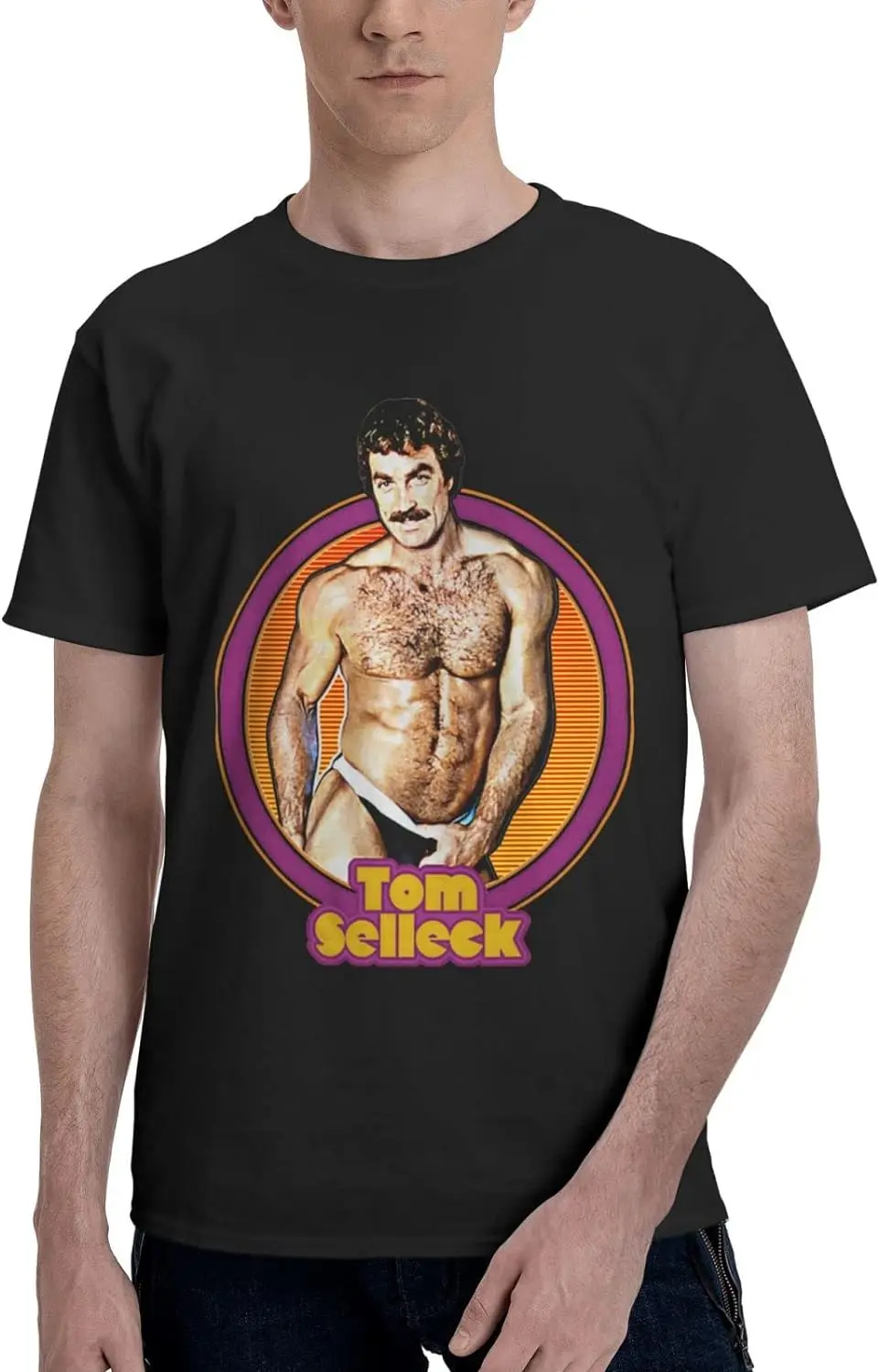 

Футболка Tom Selleck, мужская летняя дышащая футболка с круглым вырезом, Повседневная футболка с коротким рукавом