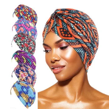 Colorful Muslim Women Inner Hijab Instant Turban Cap Printed Knot Headscarf For Hair Loss Islamic Fashion Under Scarf