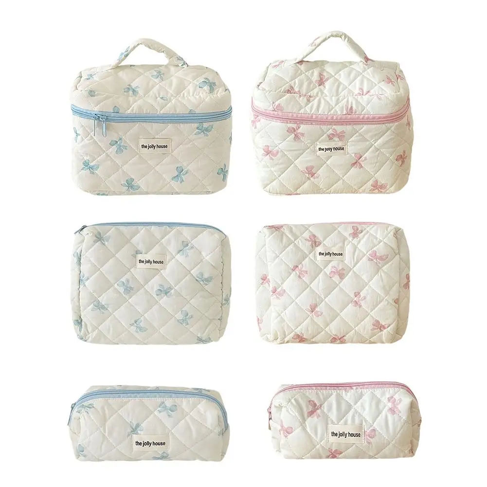Gesteppte Kosmetiktasche in 3 Größen, Blumenmuster Toilettenartikel-Organizer, Reise-Kosmetiktasche für Brautjungfern-Geschenke, Täglicher Gebrauch – Detail 1