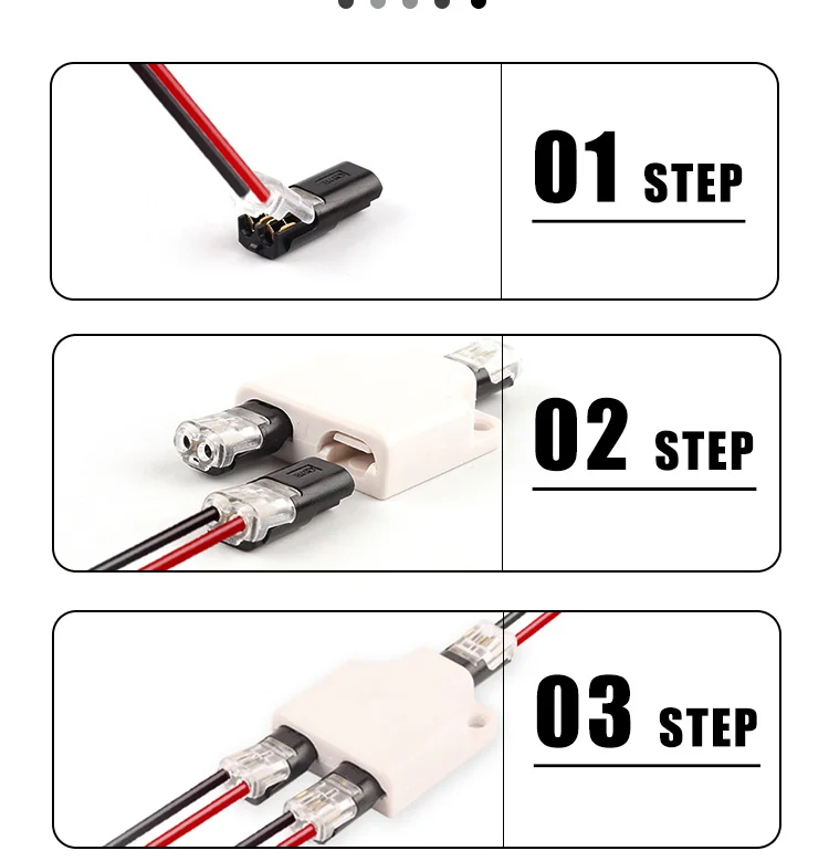 1 Stücke 1 Bis 2/3/4 D202/203/204 Draht Splitter Stecker Set Schnell Steckbare Splice LED Streifen Draht Stecker Crimp Terminal 22-18AWG – Detail 2