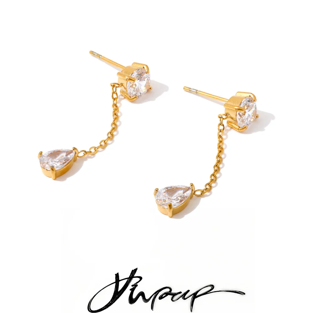Yhpup Cubic Zirconia Dangle Jewelry Korean Chic