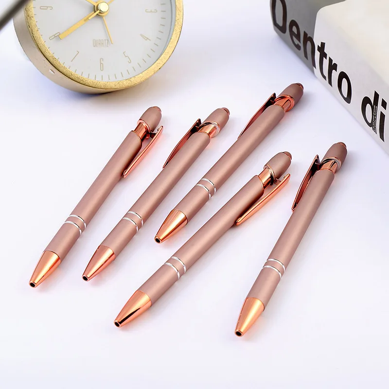 1/3/5pcs Rose Gold Ballpoint Pen with Stylus Tip 2-in-1 Stylus Gel Pen Business Signing Pen Kawaii School Office Accessories 6