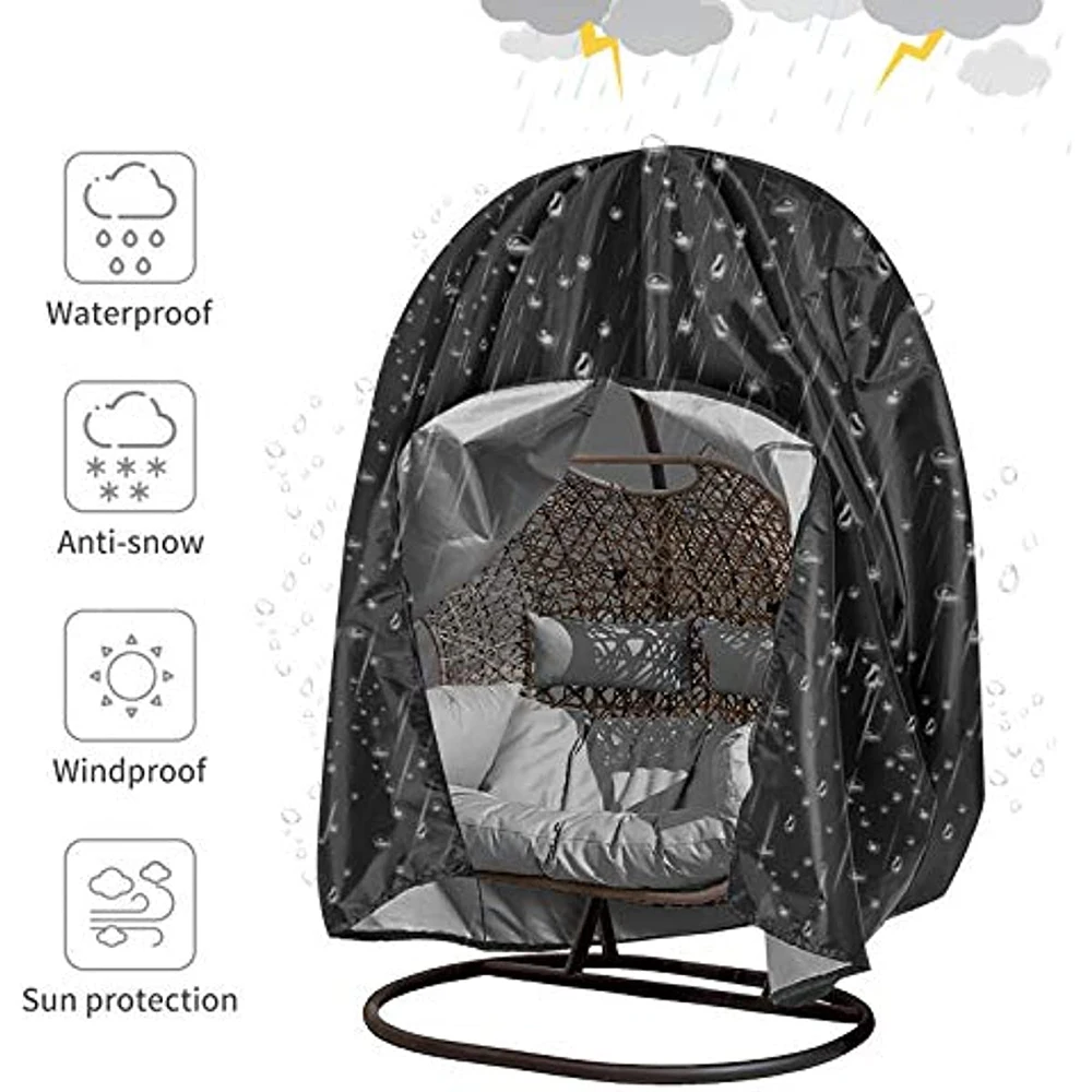 Egg Chair Cover Furniture Protector  Waterproof with Zipper Against Rain Rust Durable Anti-UV Windproof Hanging Swing for Garden