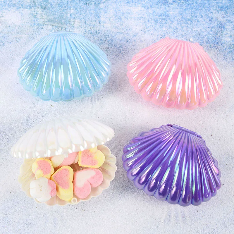 5/10pcs Colorful Shell Candy Boxes Mermaid Birthday Party Biscuit Gift Packaging Jewelry Storage Box Baby Shower Wedding Decor 4
