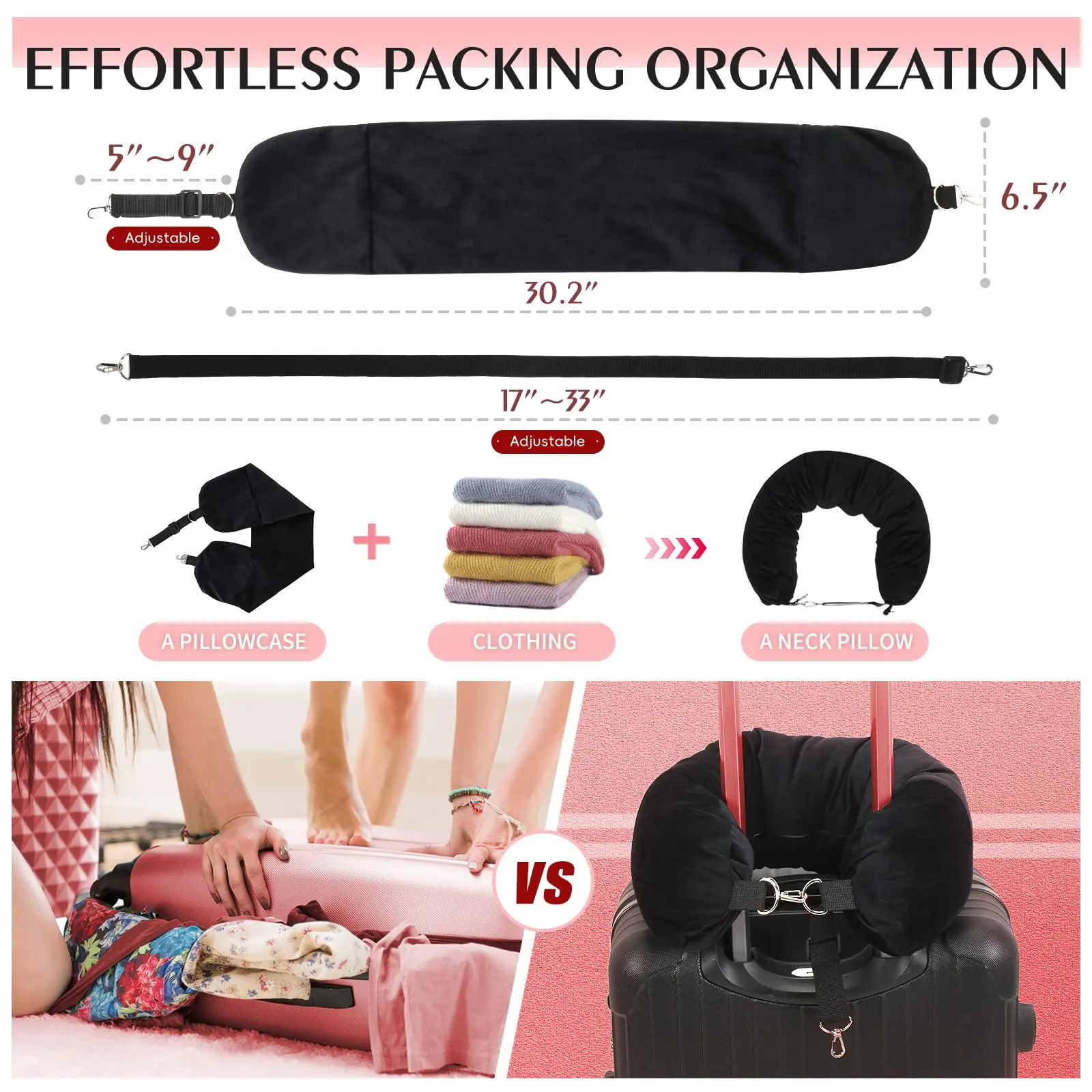 Stuffable Travel Pillow, Stuffable Neck Pillow for Travel, Neck Pillows Stuffed with Clothes Storage - No Extra Baggage Fees - 5