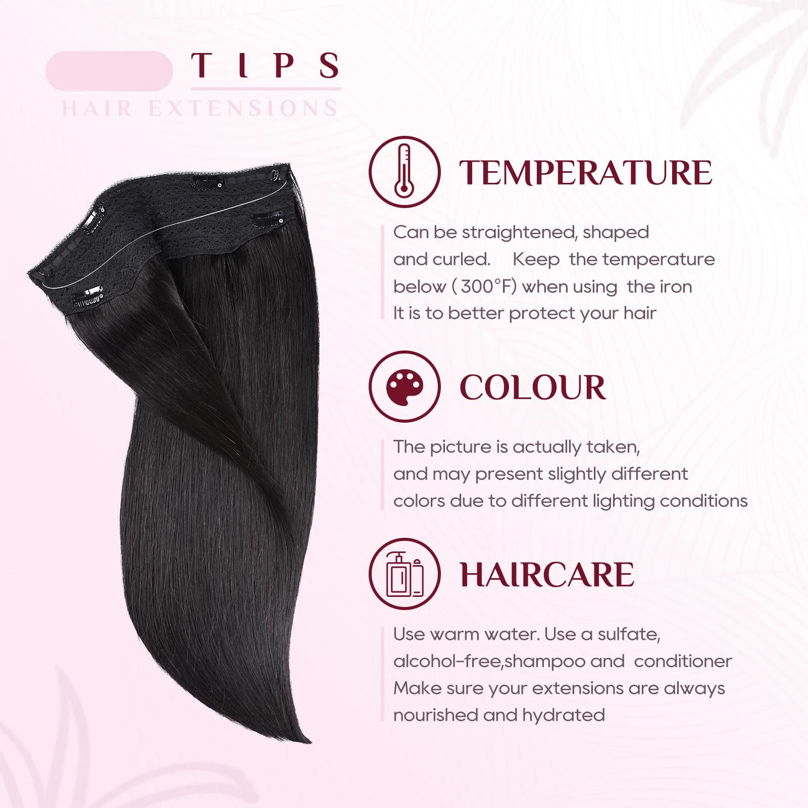 Straight Wire Hair Extensions #1B Fish Line Natural Hair with Adjustable Size 4 Secure Clips 16-26 Inches Pieces for Women human hair extensions