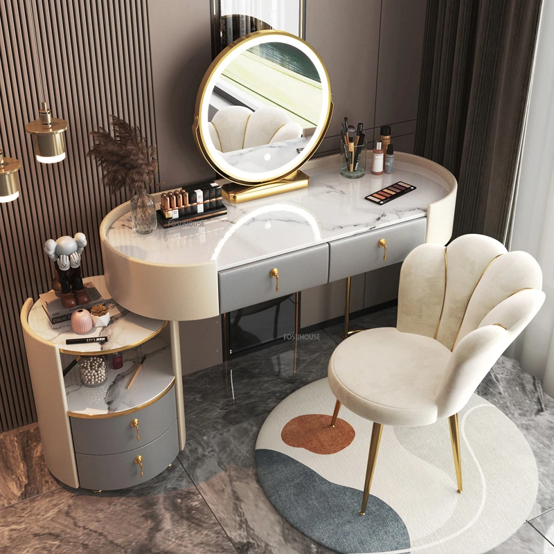 White Makeup Vanity Dressing Table With Swivel Mirror seeds