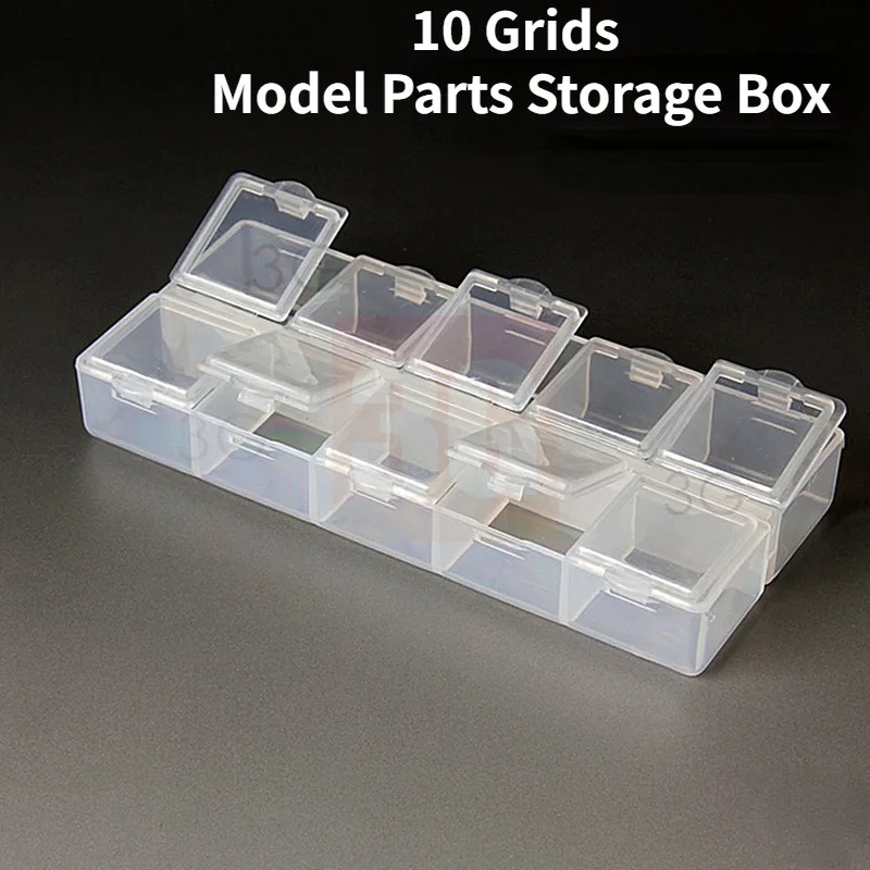 GJ-028 10 Grids Model Tool Parts Box Separate Opening Storage Box Small Accessories Organizer for Model Hobby Tools DIY