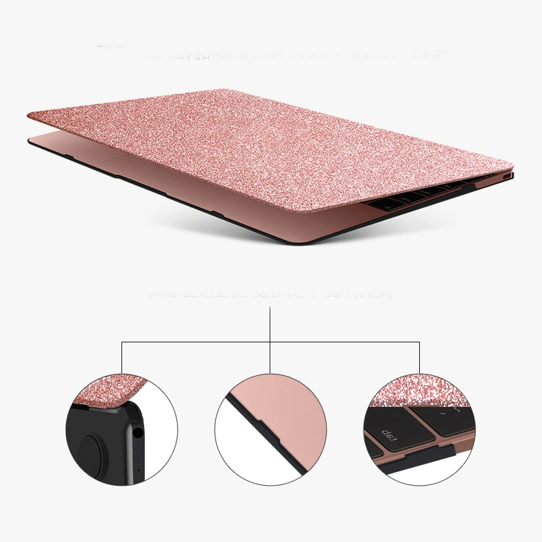 Glitter Plástico Brilhante Capa Dura Mais Teclado Tela para Macbook Air 13 m1 2023 16 A2485 A2337 m1 M2a2338 A2681 14 A2442 - Imagem 2
