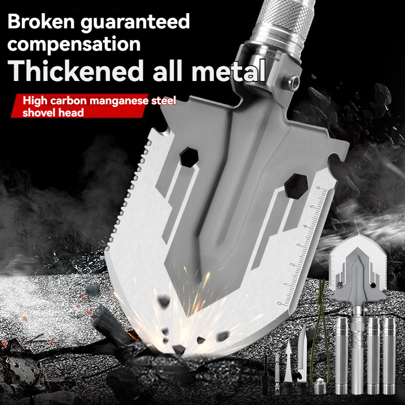 Foldable Portable Truck Mounted Engineer Shovel Camping Tent Outdoor Shovel Self-defense Survival Tool Compass Storage Bag#Color