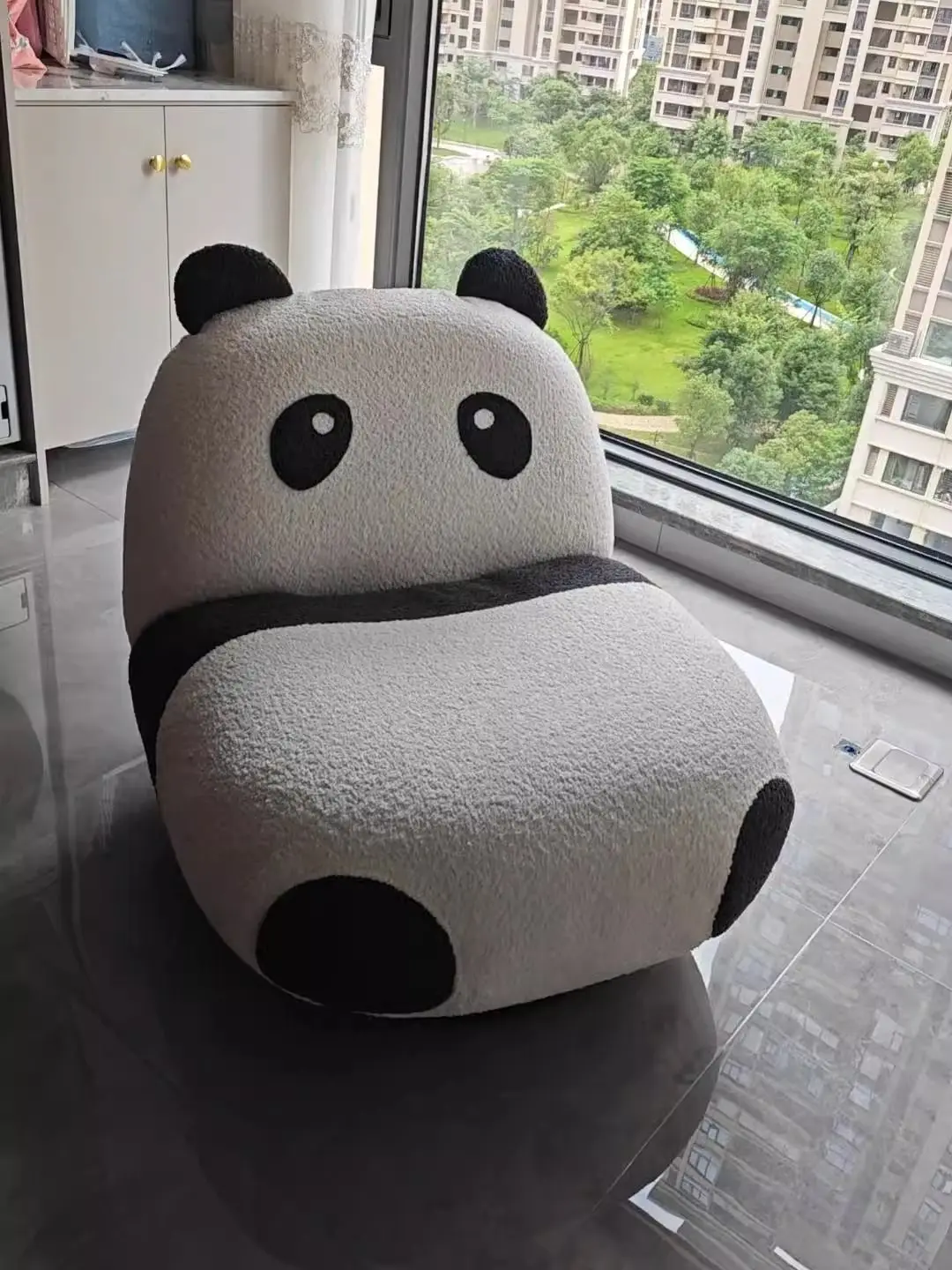 

Creative Cute Sofa Light Luxury Rotating Panda Lazy Sofa Lamb Wool