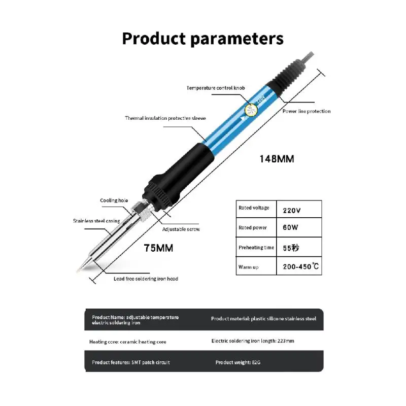전기 납땜 인두 60W 110V/US 플러그/220V EU/플러그 908 품질이있는 조절 가능한 온도 납땜 인두