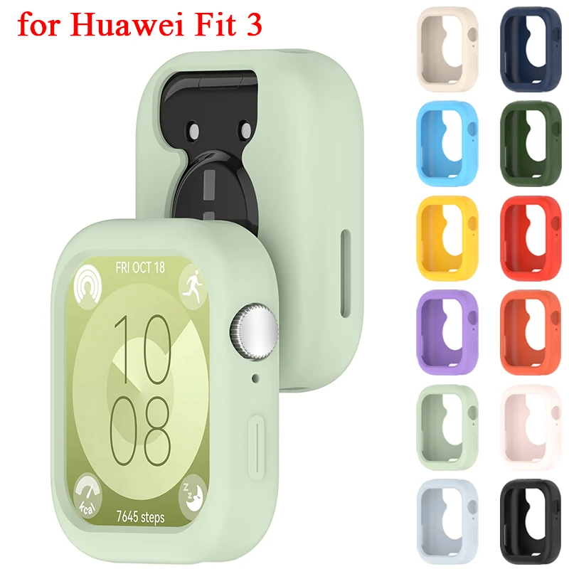 Silicone Protective Case & Strap for Huawei Watch Fit 3 - Soft TPU Bumper Cover